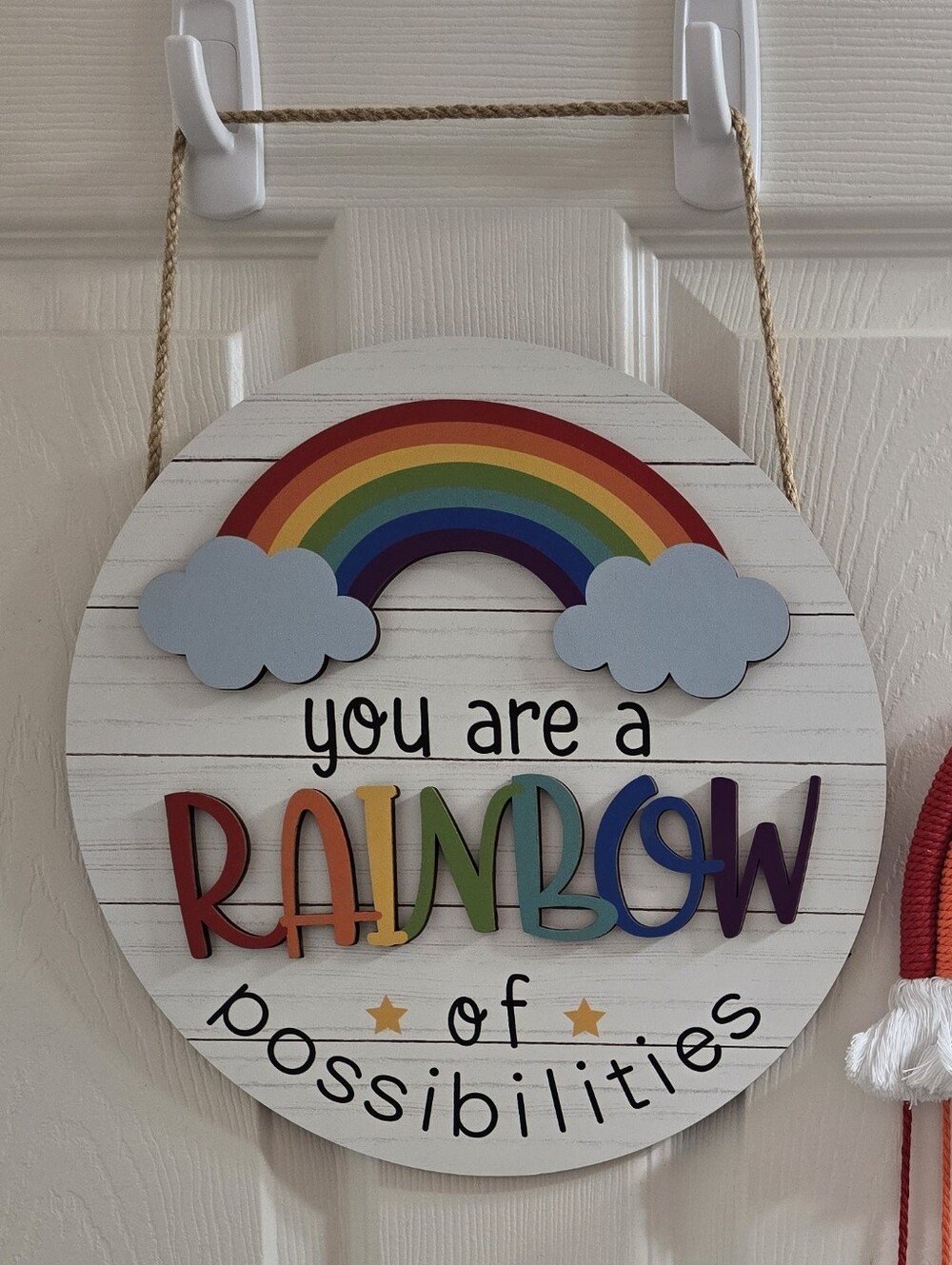 Rainbow Hanging Wall Decor - 12x12; Multicolor Rainbow Cotton Tassel Macrame